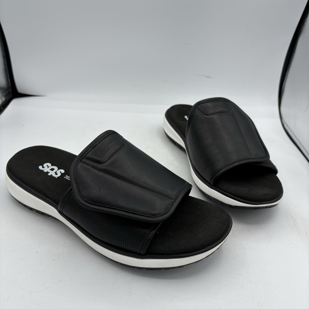 SAS Sandals Mens Size 9 Comfort Volley Slip On Slide Black Leather